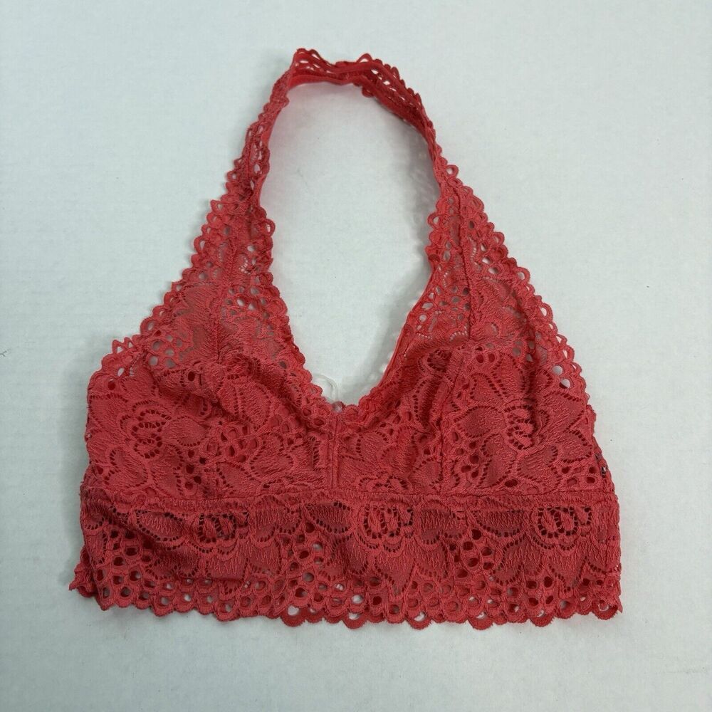 Aerie Women’s‎ Salmon Floral Lace Halter Bralette Size Small NWT